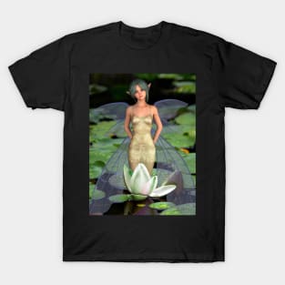 Fairy standing in a lily pond T-Shirt